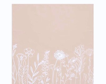 Serviettes florales beiges blanches, serviettes à fleurs bohèmes, serviettes à fleurs blanches beiges, serviettes à fleurs blanches marron clair, ensemble de serviettes à manger floral