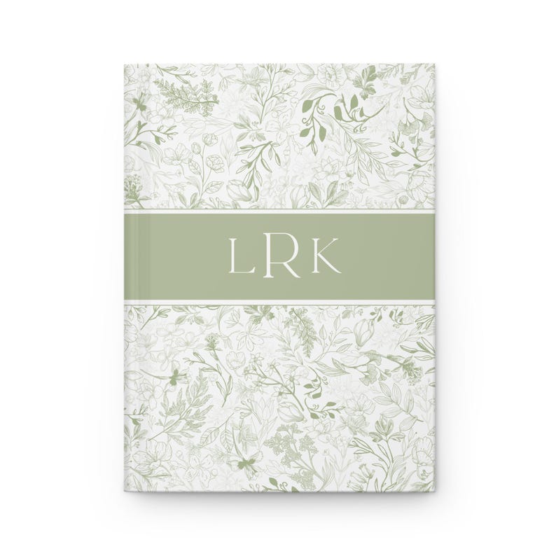 Monogramm Journal Personalisierte Initial Journal für Frauen Geschenke Benutzerdefinierte Buchstabe Notizbuch Toile Chinoiserie Journal Hellblau Grand Millennial Sage