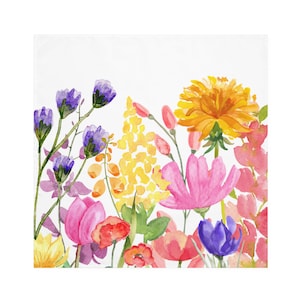 Floral Napkins, watercolor flower napkins, summer wildflower napkins, dining table napkins cotton cloth spring flowers bright