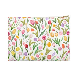 Tulip Makeup Pouch, Tulips Toiletry Pouch, Tulips Cosmetic Bag, Tulip Pencil Pouch, Gifts for Mom, Colorful Floral Pouch, Flower Case