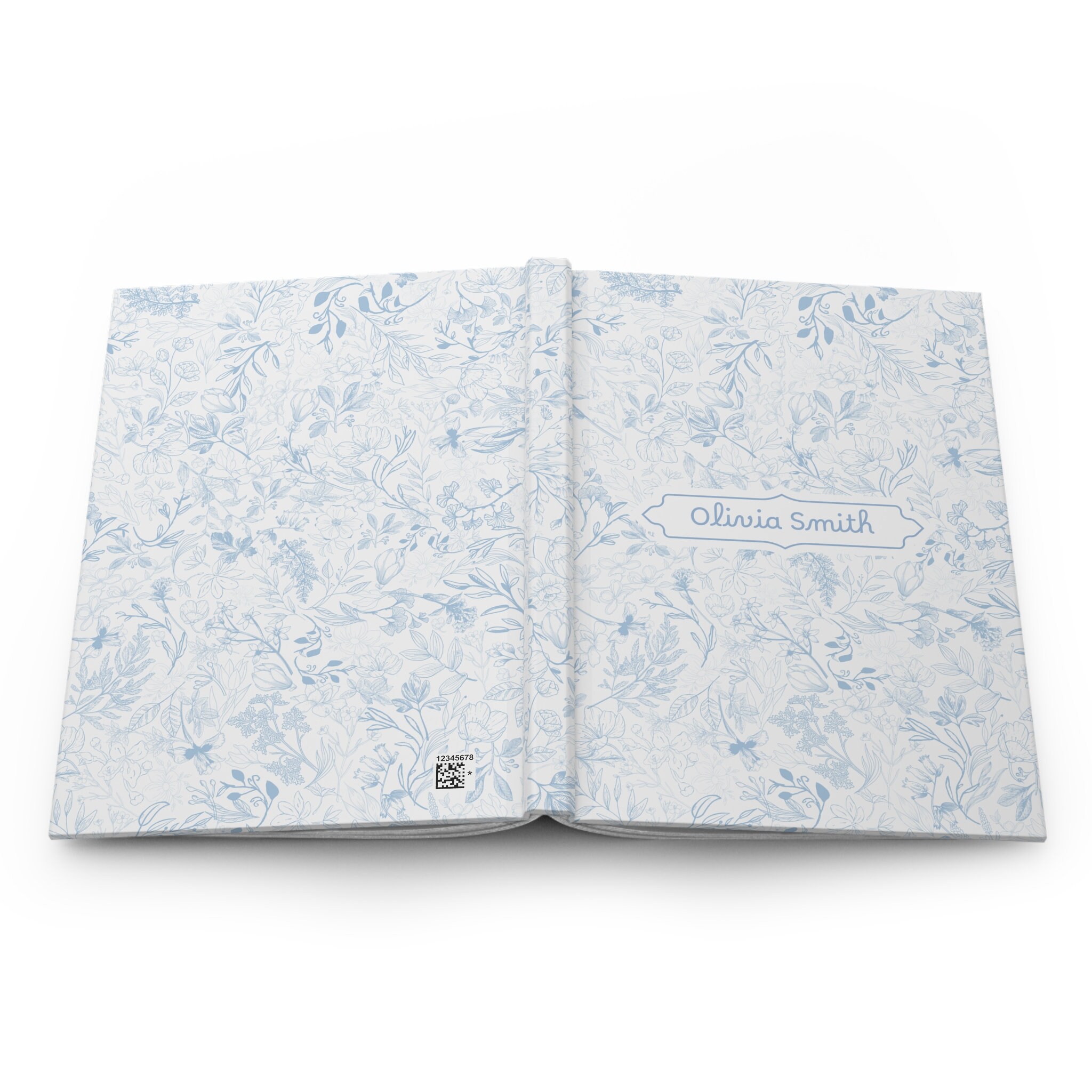 Customized Light Blue Floral Journal, Personalized Blue Flower Notebook ...