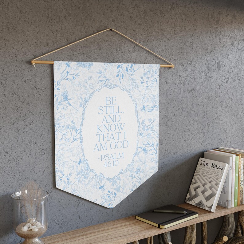 Bible Verse Wall Art Christian Art Print Light Blue Floral Toile ...