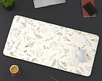 Floral Desk Mat, boho floral Desk Mat, wildflower Desk Mat, floral womens desk decor, womens office decor, boho flower laptop desk mat