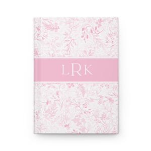 Monogramm Journal Personalisierte Initial Journal für Frauen Geschenke Benutzerdefinierte Buchstabe Notizbuch Toile Chinoiserie Journal Hellblau Grand Millennial Blush Pink