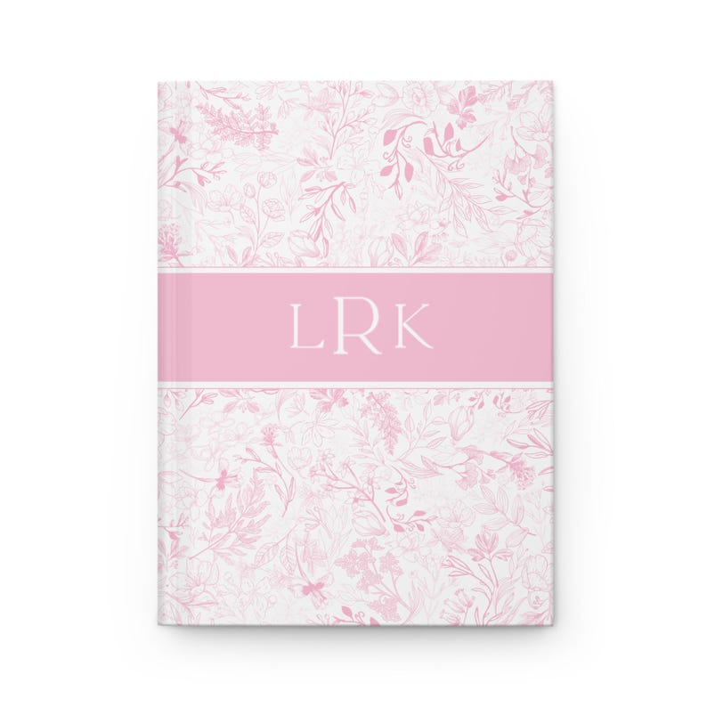 Monogramm Journal Personalisierte Initial Journal für Frauen Geschenke Benutzerdefinierte Buchstabe Notizbuch Toile Chinoiserie Journal Hellblau Grand Millennial Blush Pink