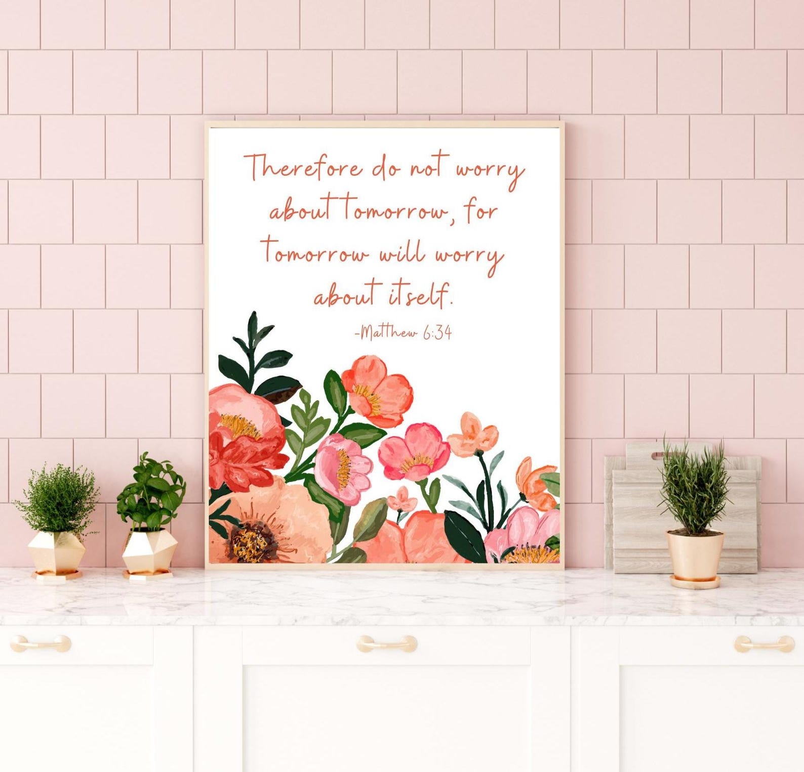 Do Not Worry About Tomorrow Matthew 6:34, Christian Wall Art, Scripture ...