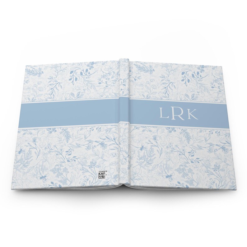 Monogramm Journal Personalisierte Initial Journal für Frauen Geschenke Benutzerdefinierte Buchstabe Notizbuch Toile Chinoiserie Journal Hellblau Grand Millennial Bild 4