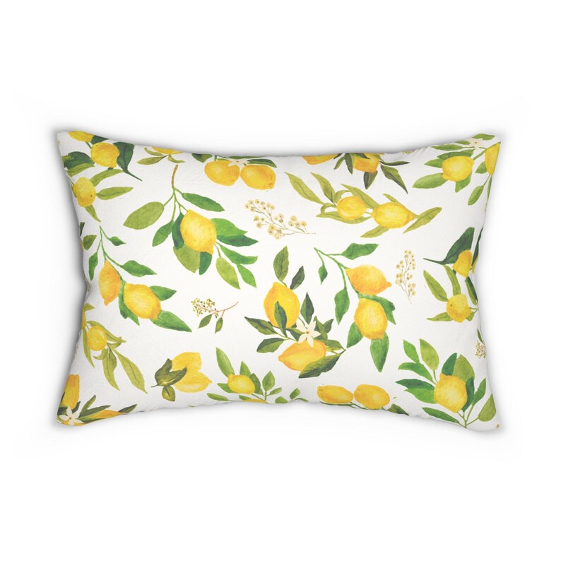Lemon pillow, Lemon lumbar pillow, Lemon Pattern throw pillow, decorative Lemon pillow, Summer Lumbar pillow Tuscany, Gifts for Mom image 4