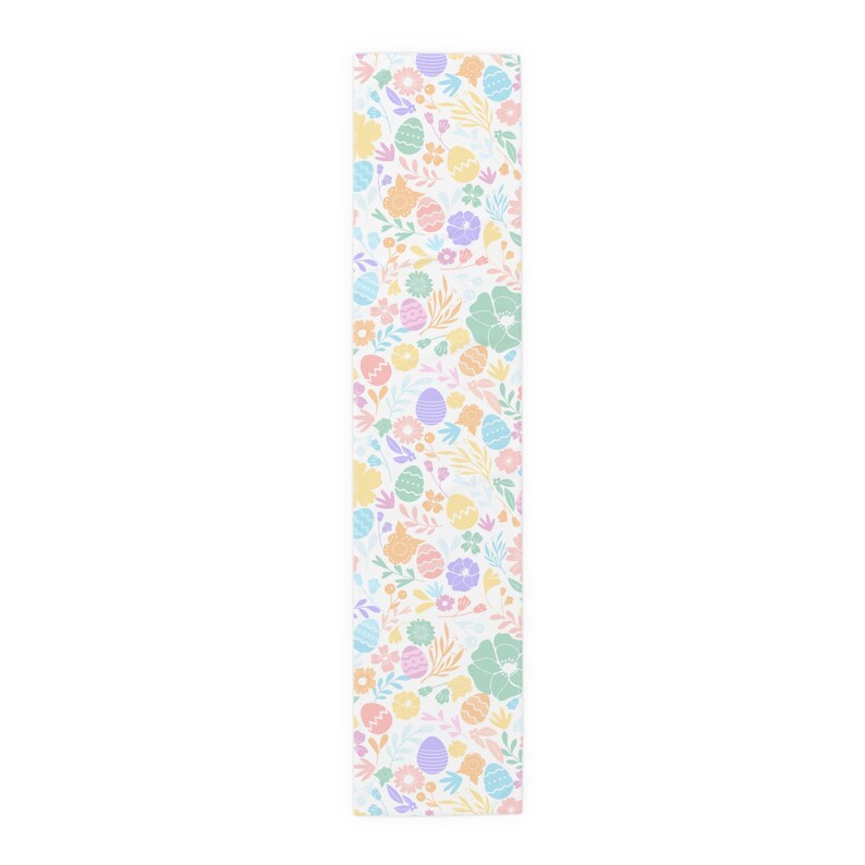 Easter Table Runner, Easter Table Decor, Pastel Easter Dining Table Runner, Easter Eggs Flowers Table Runner, Easter Tablecloth image 6