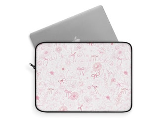 Rosa Bögen Laptophülle, Kokett-Laptophülle, Rosa Preppy-Laptophülle, Rosa Blumenbögen-Laptophülle, Geschenke für College-Mädchen