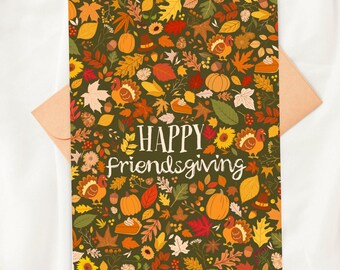 Friendsgiving cards Happy Friendsgiving card pack Friendsgiving Gift Custom Friendsgiving cards Personalized Friends giving cards green