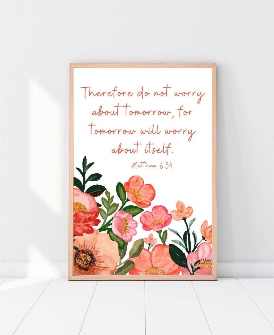 Do Not Worry About Tomorrow Matthew 6:34, Christian Wall Art, Scripture ...