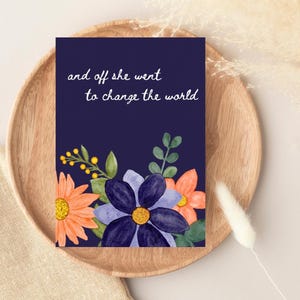Graduation Card for her, Graduation Card for girl woman, back to college card girl, colorful flowers going away card, new job card woman image 4
