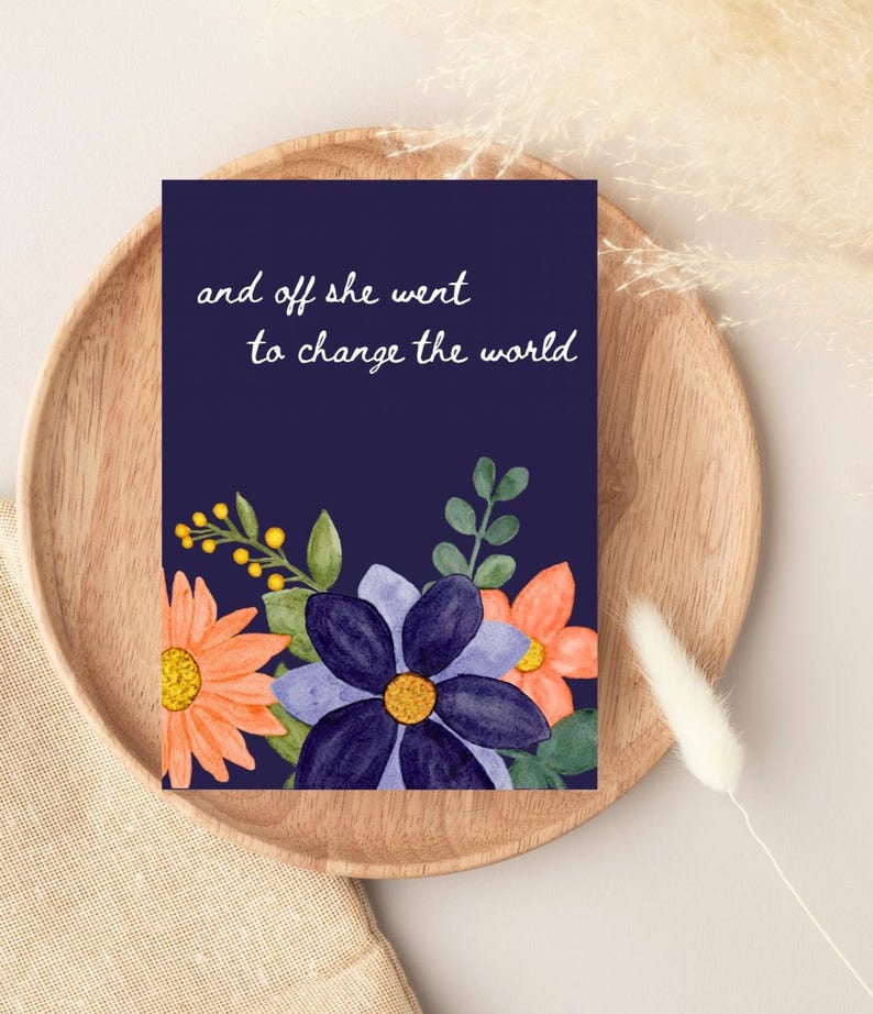 Graduation Card for her, Graduation Card for girl woman, back to college card girl, colorful flowers going away card, new job card woman image 4