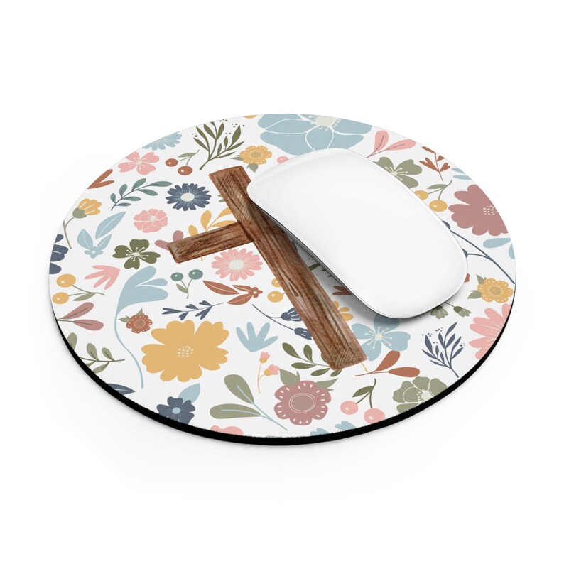 Christian Mouse Pad, Floral Cross Mouse Pad, Christian flower desk decor, Christian gifts women, Christian womens office decor, gift for mom image 6