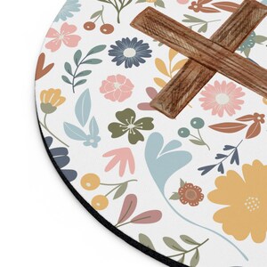 Christian Mouse Pad, Floral Cross Mouse Pad, Christian flower desk decor, Christian gifts women, Christian womens office decor, gift for mom image 5