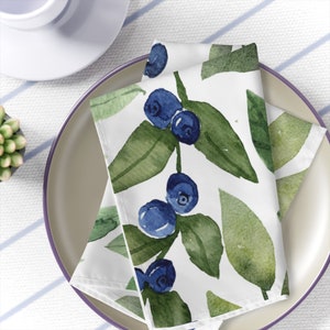 Blueberry Napkins, Blueberry table decor, napkins summer blueberries, summer table napkins, kitchen table decor, blueberries napkins set 4