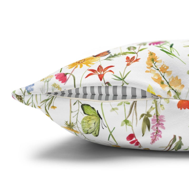 Spring Pillow Covers, Watercolor Spring Floral Pillow Cover 20x20, Colorful Wildflower Garden Pillows, Summer Spring Flower Decor image 7