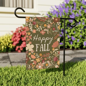 Bandiera autunnale, decorazioni autunnali per esterni, decorazioni autunnali per portici, bandiera autunnale per portici, bandiera autunnale per giardini floreali, striscione autunnale felice, bandiera verde con colori autunnali immagine 10