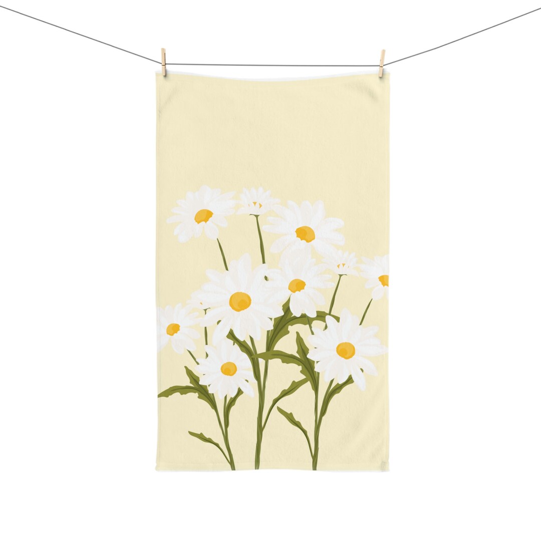 Daisy Kitchen Towel, Daisy Hand Towel, Daisies Towel, Flower Kitchen