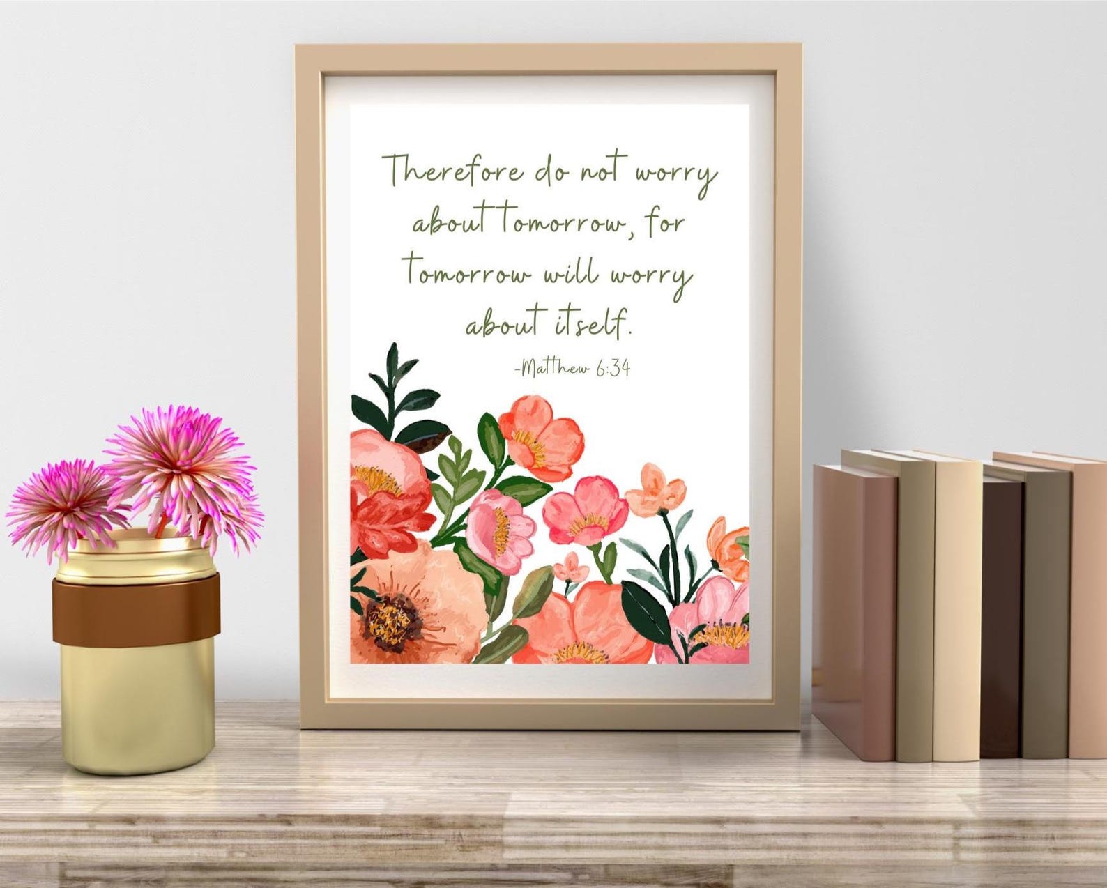 Do Not Worry About Tomorrow Matthew 6:34, Christian Wall Art, Scripture ...