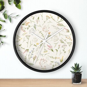 Floral Wall Clock, Boho Wall Clock, boho floral wall decor, boho flower clock, wildflower Wall Clock, botanical decor, women’s office decor image 8