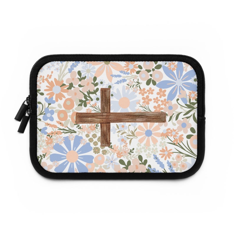 Christian Laptop Sleeve, Floral Cross Laptop Cover, Christian Flower ...