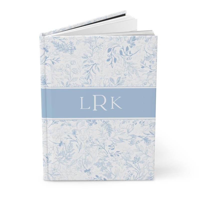 Monogramm Journal Personalisierte Initial Journal für Frauen Geschenke Benutzerdefinierte Buchstabe Notizbuch Toile Chinoiserie Journal Hellblau Grand Millennial Bild 8