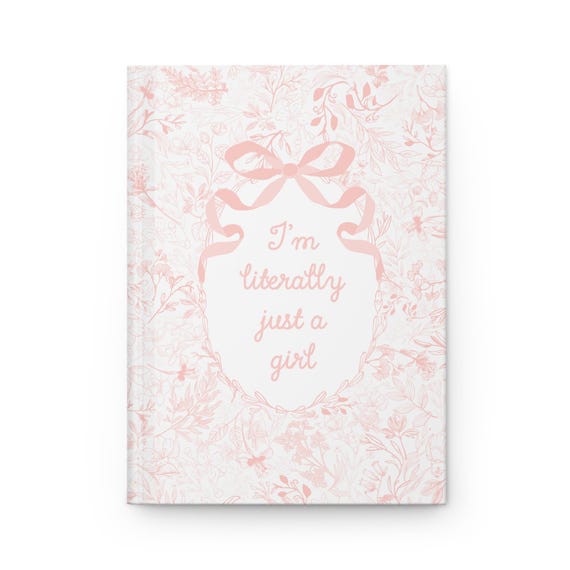 Pink Bow Journal, Im literally just a girl, Pink Chinoiserie Notebook, Girly Preppy Journal, Gifts for Her, Girly Gifts, Trendy girl gifts