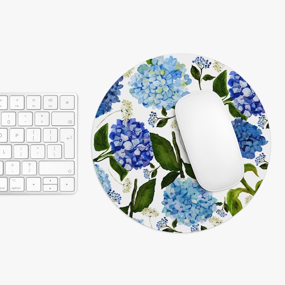 Floral Mouse Pad, flower Mouse Pad, hydrangea Mouse Pad, summer floral blue white Mouse Pad, Hydrangea Office Decor, Gifts for Mom