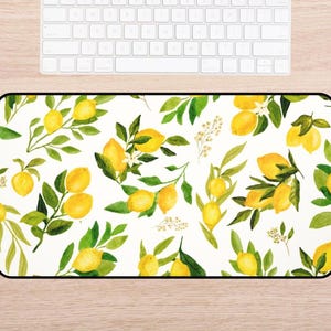 Lemon Desk Mat, Lemons Desk Accessories, Lemon Office Decor, Mediterranean Desk Pad, Summer Floral Deskmat, Italian Lemons Desk Decor