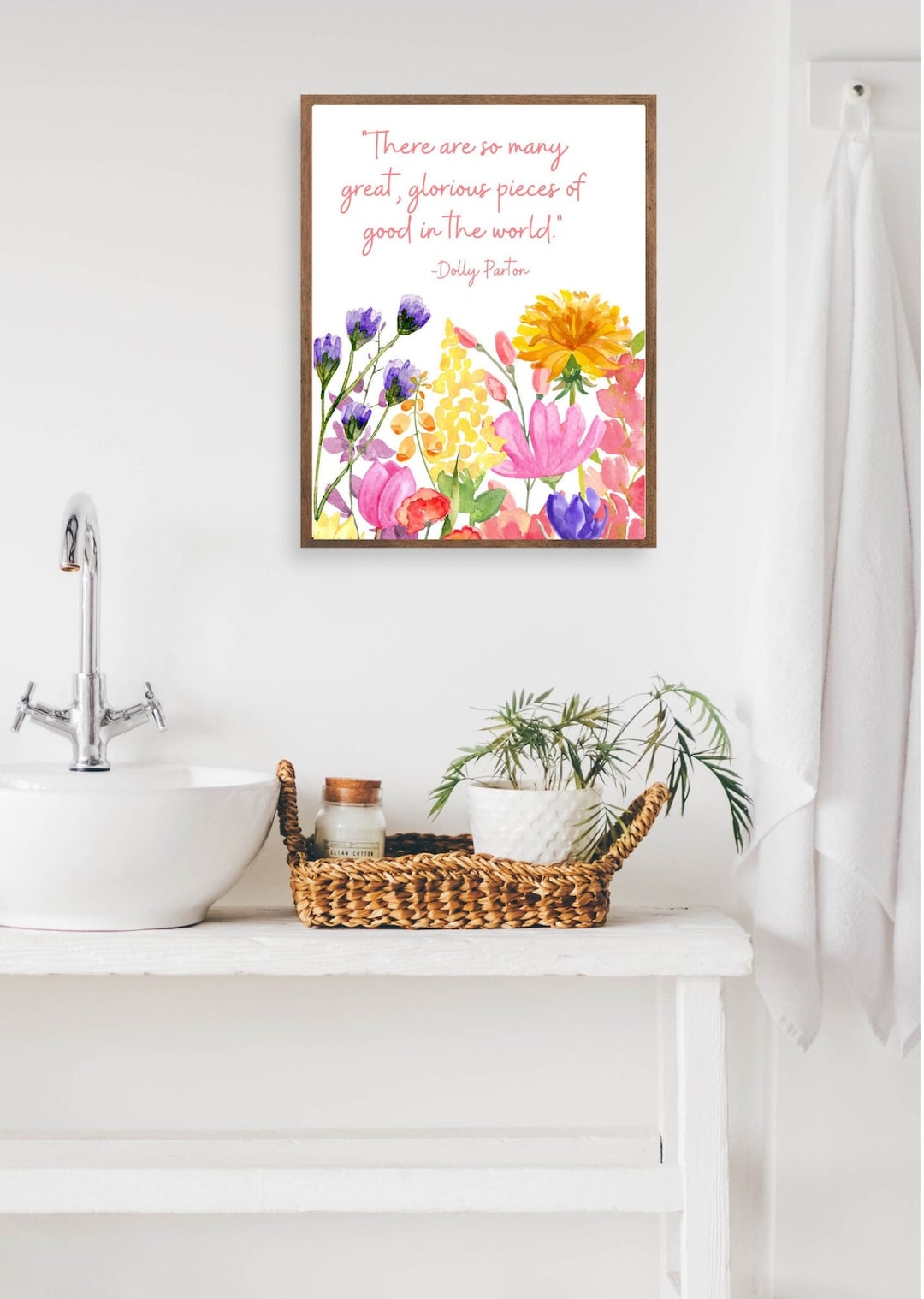 Dolly Parton Decor, Dolly Parton Quote Wall Art, Inspirational Watercolor Wildflower Print, Good