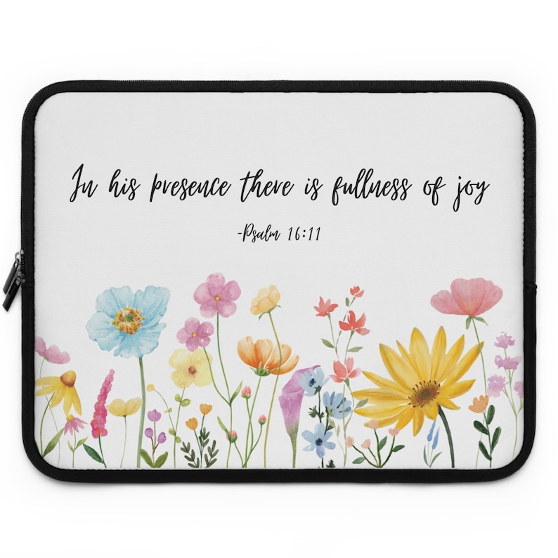 Christian Laptop Sleeve, Scripture laptop cover, bible verse laptop sleeve, Christian floral laptop case, Christian Ebook cases image 2
