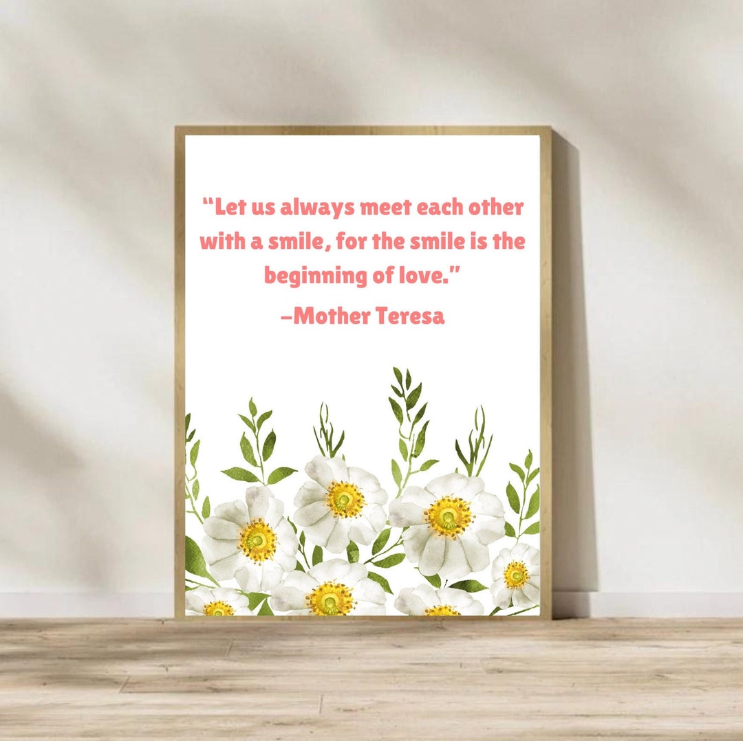 Mother Teresa Print Mother Teresa Quote Wall Art Mother - Etsy