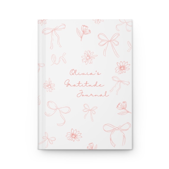 Coquette Journal, Personalized journal, Pink Bows journal, Gratitude Journal, Customized journal women, Pink girly journal, gifts for her