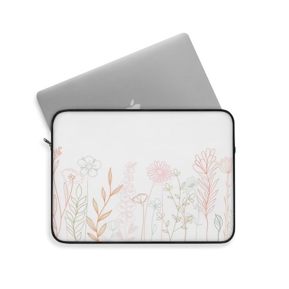 Laptop Sleeve, Boho Floral Laptop Cover, Flower Laptop Sleeve