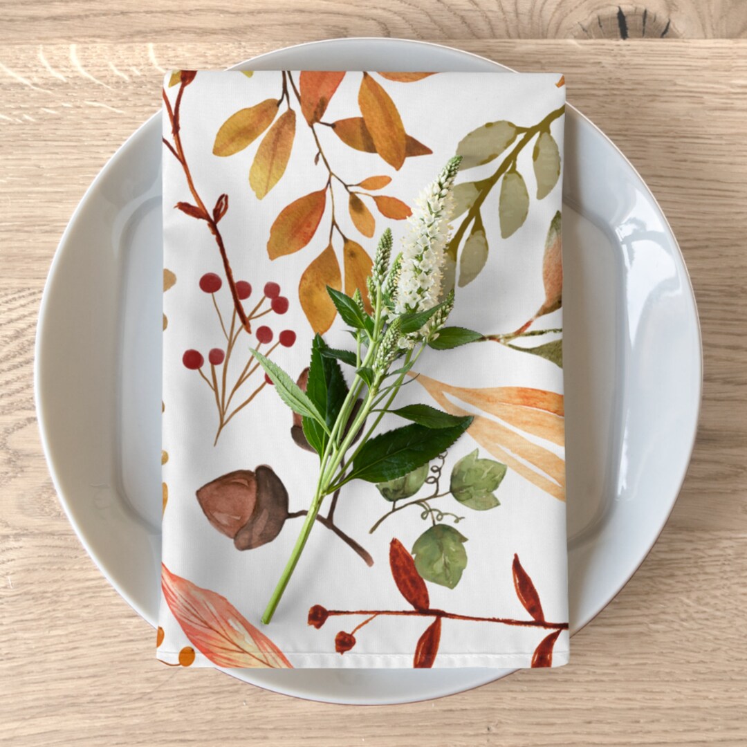Fall Napkins, Fall Table Napkins, Thanksgiving Napkins, Floral Fall Napkins, Fall Leaves