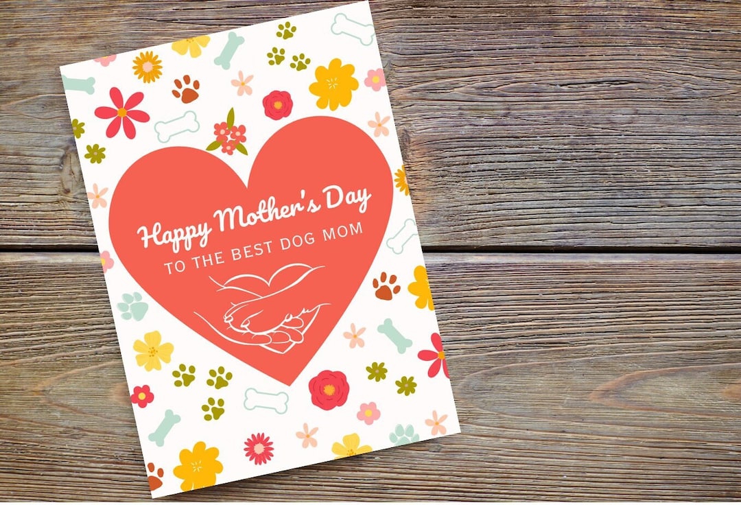 Mother's Day Card for Dog Mom, Dog Mom Mothers Day Cards, Flower ...