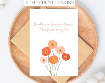 Mother in law Birthday Card, Birthday Card for Mother-in-law, Birthday Card for Mom in law, Mother's Day card for mother in law, flower card