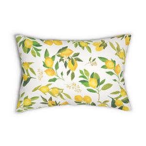 Lemon pillow, Lemon lumbar pillow, Lemon Pattern throw pillow, decorative Lemon pillow, Summer Lumbar pillow Tuscany, Gifts for Mom image 2