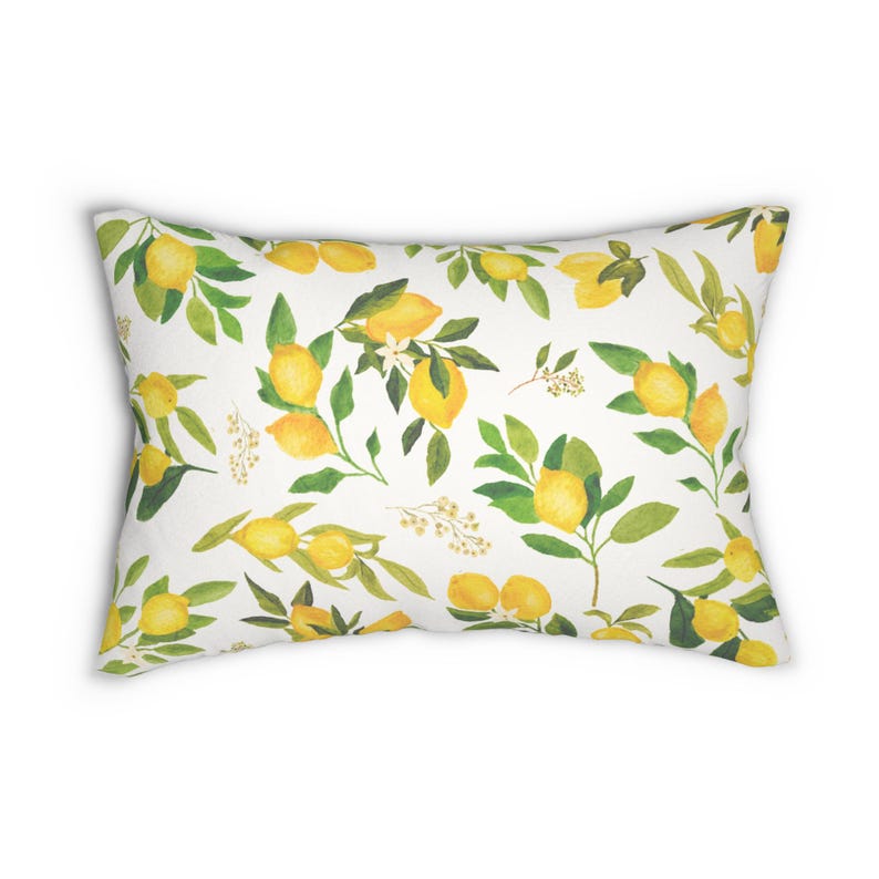 Lemon pillow, Lemon lumbar pillow, Lemon Pattern throw pillow, decorative Lemon pillow, Summer Lumbar pillow Tuscany, Gifts for Mom image 2