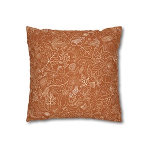 Fall Pillow Cover, Autumn pillow cover 20 x 20, fall burnt orange Pillow Cover, fall leaves pumpkin brown orange decor, fall farmhouse decor image 6