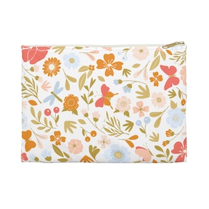Butterfly Flower Accessory Pouch Floral Butterflies Pencil Case Gifts for Girls Back to School Gifts Elementary Girl Colorful Zipper Pouch