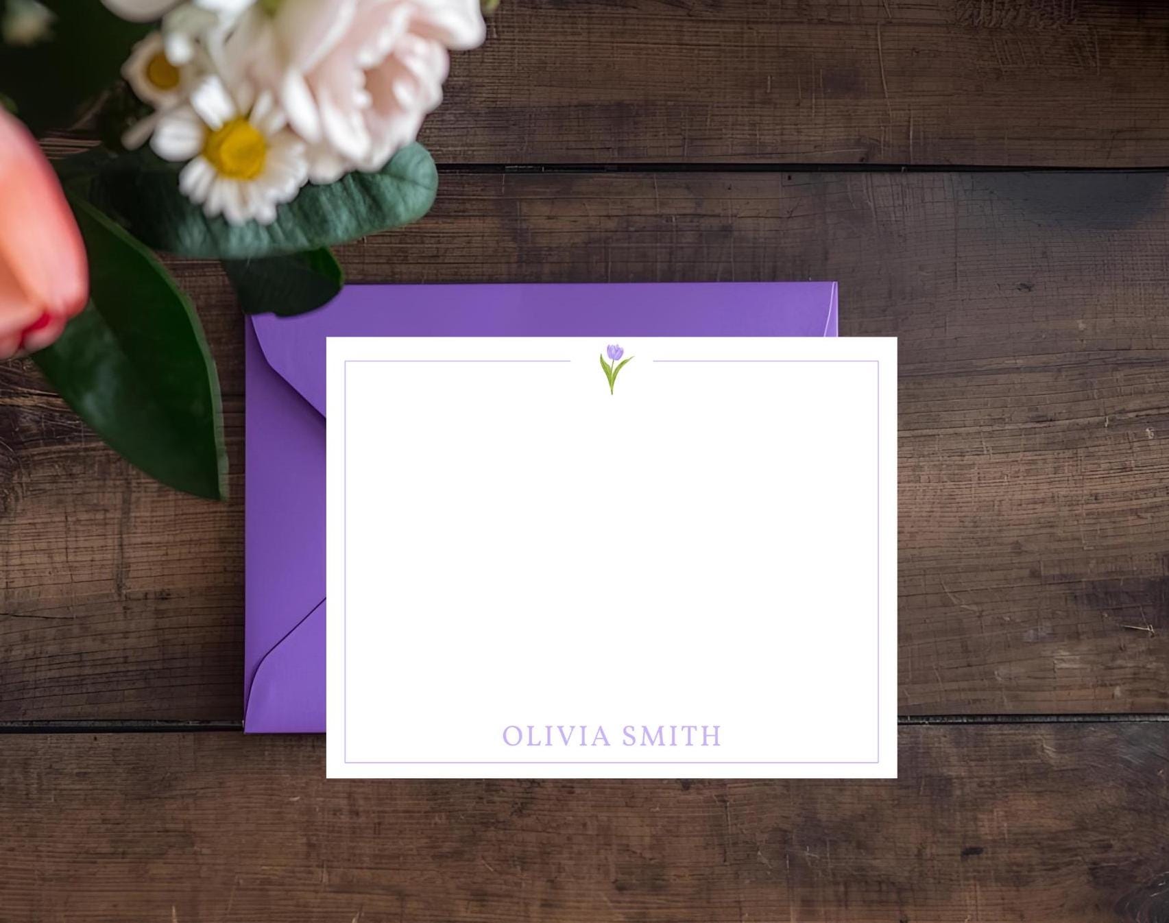 Tulips Note Tulip Stationary Set, Flower Note Cards for Women, Personalized ...