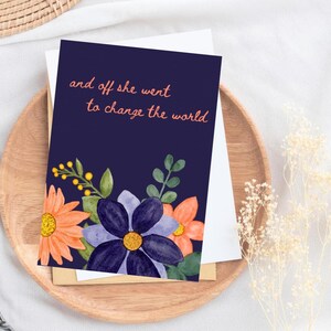 Graduation Card for her, Graduation Card for girl woman, back to college card girl, colorful flowers going away card, new job card woman image 5