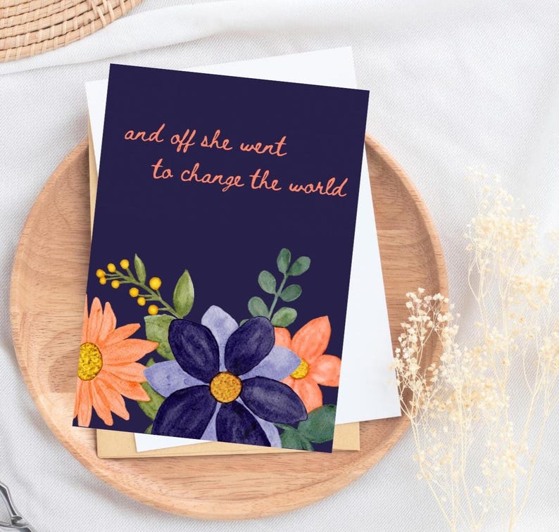 Graduation Card for her, Graduation Card for girl woman, back to college card girl, colorful flowers going away card, new job card woman image 5