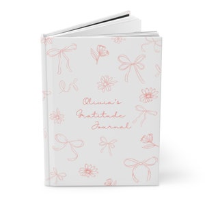 Coquette Journal, Personalized journal, Pink Bows journal, Gratitude Journal, Customized journal women, Pink girly journal, gifts for her image 5