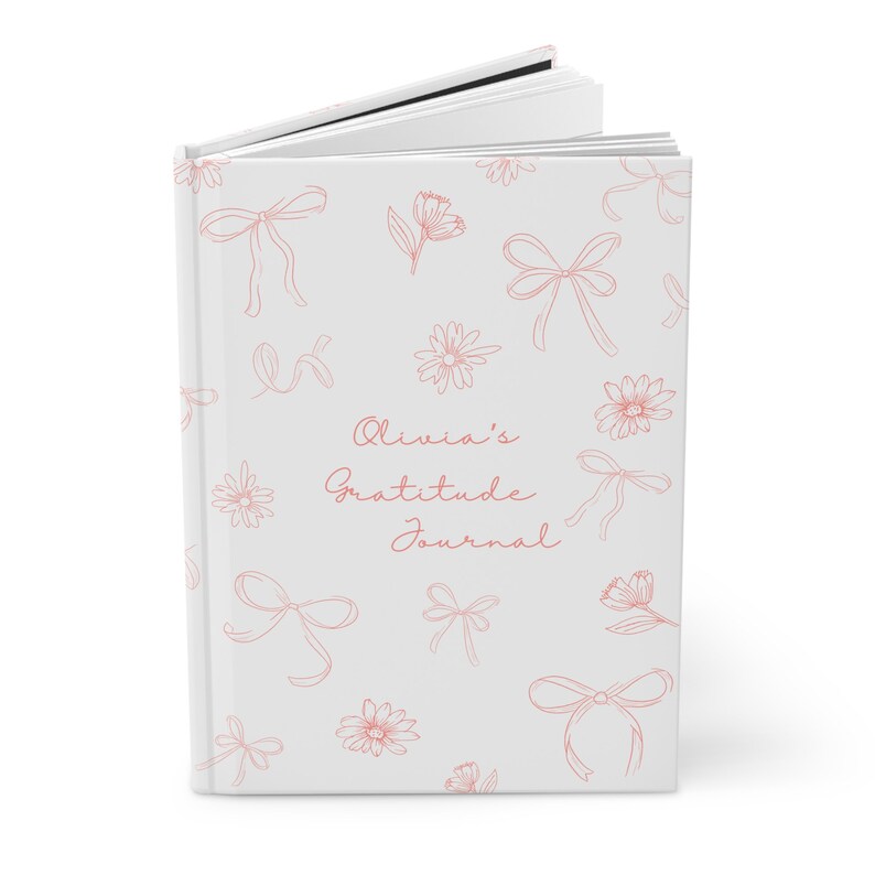 Coquette Journal, Personalized journal, Pink Bows journal, Gratitude Journal, Customized journal women, Pink girly journal, gifts for her image 5
