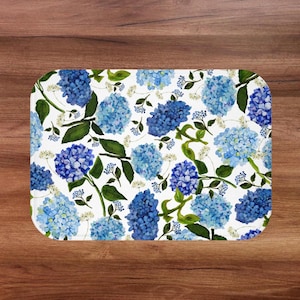 Floral Bath Mat, summer Bath Mat, flower Bath Mat, Bath Mat beach house, blue floral summer beach decor, flower bath rug, hydrangea Bath Mat
