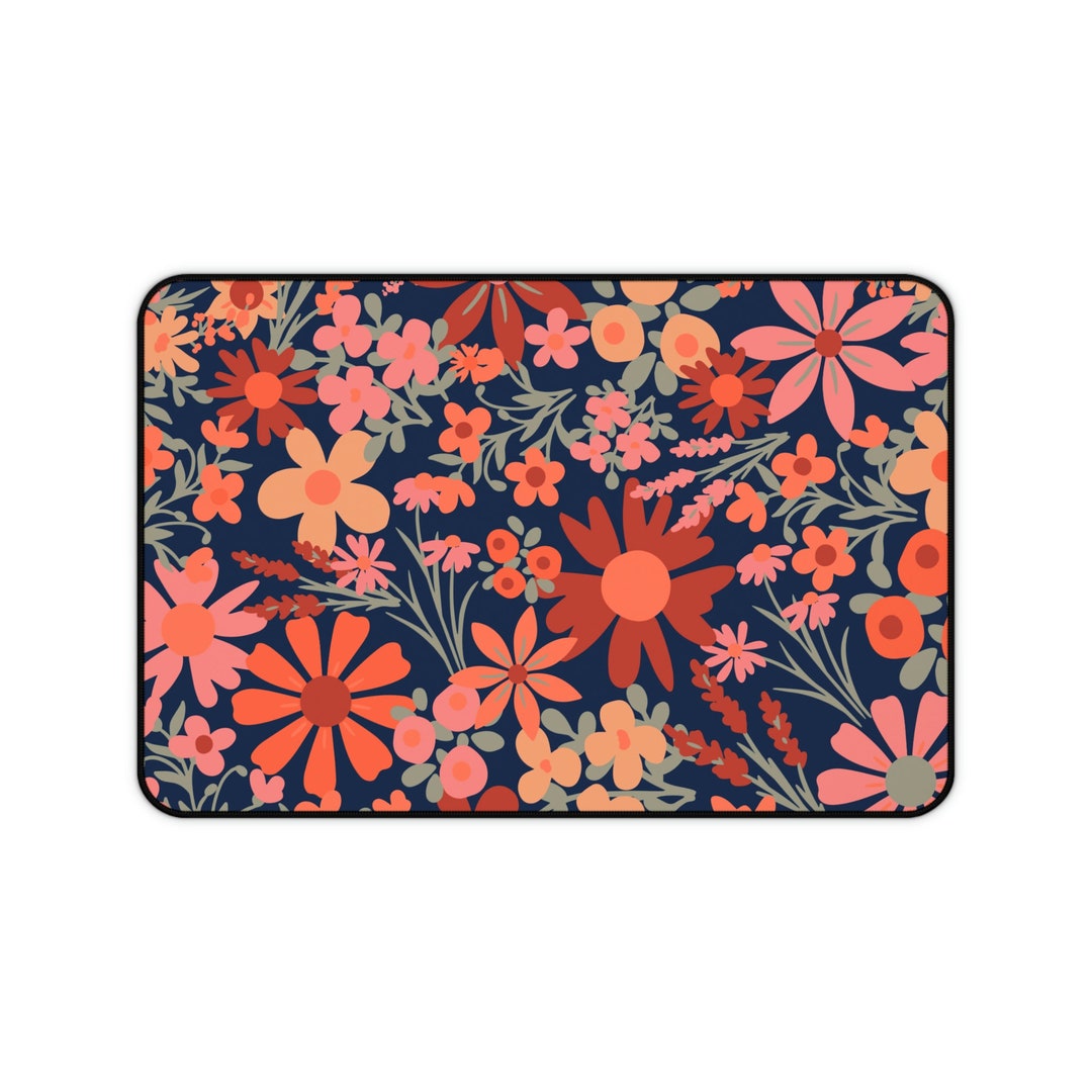 Floral Desk Mat Flower Desk Mat Dark Floral Desk Mat Etsy